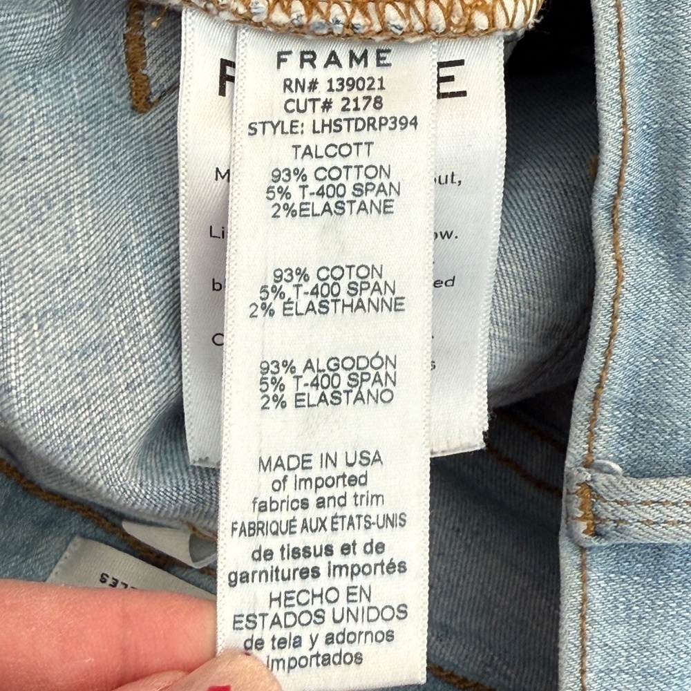 FRAME Le High Straight Double Frayed Hem Pearl Jean 45024 - Picture 12 of 14
